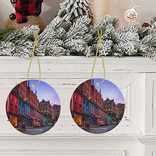 Devonart Edinburgh Scotland Ceramic Ornament - 3" Round Travel Souvenir, Christmas Gift