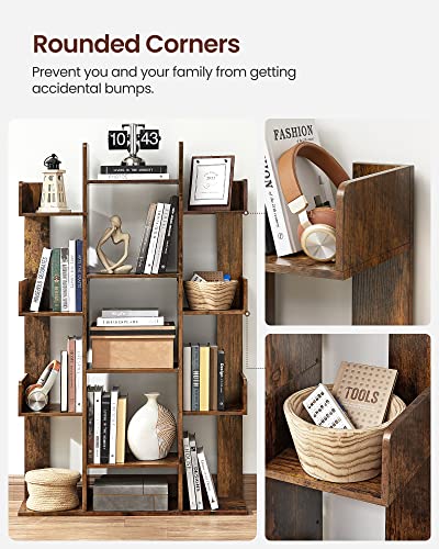 VASAGLE Rustic Brown 5-Tier Bookshelf with 13 Storage Shelves, 55.1 Inches
