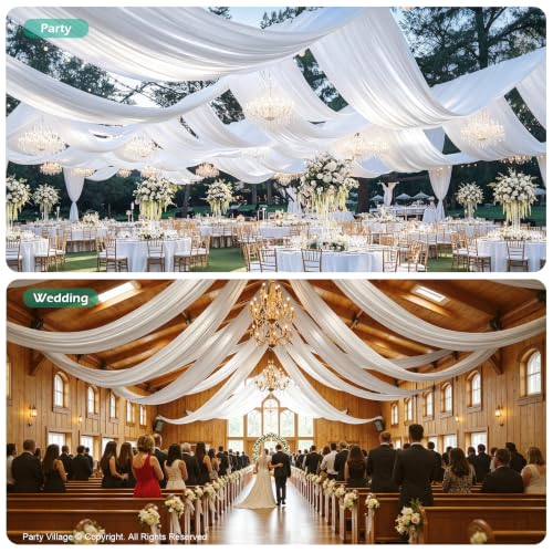 White Ceiling Drapes for Weddings & Parties - 4 Panels 60"W x 240"L - Variation of THIS listing