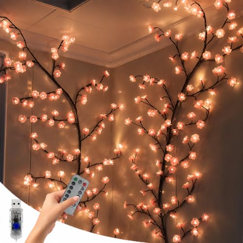 Cherry Blossom LED String Lights with 144 LEDs & Bendable Branches - 2.3M Length