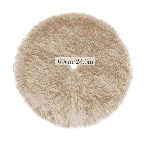 24 Inch Plush Christmas Tree Skirt Brown, Fluffy Faux Fur Tree Skirt for Christmas Holiday Party Decorations