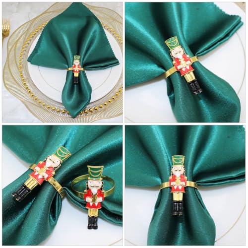 Garneck Nutcracker Napkin Rings Set of 4 - Christmas Table Decor, 6x1.8cm