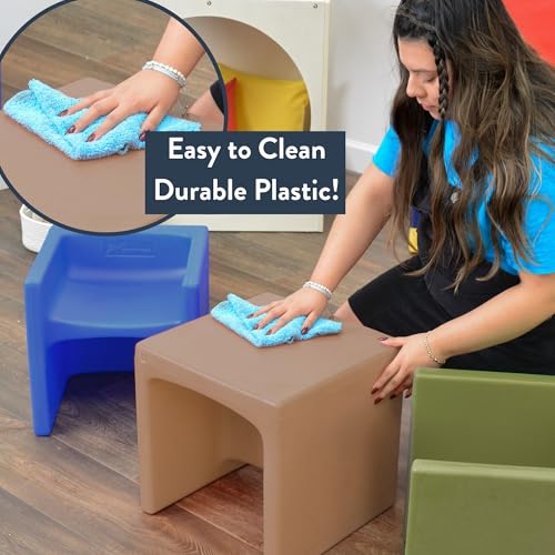 Children's Factory 3-in-1 Cube Chair for Kids Sky Blue - Versatile Classroom Seating with Flip & Convertible Design