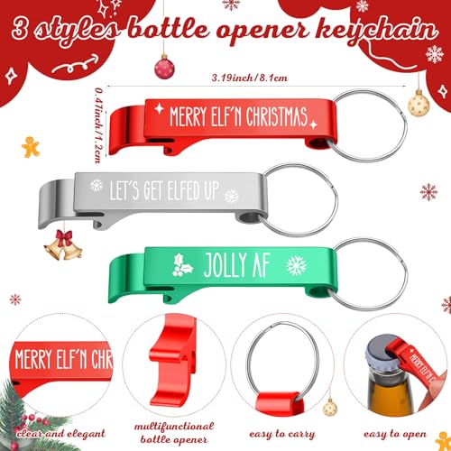 Roshtia 36 Sets Christmas Party Favors Acrylic Shot Glasses 1.2 oz with Bottle Opener Keychains and Greeting Cards