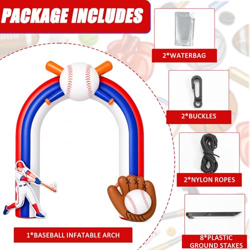 Shappy 9 ft Inflatable Baseball Arch with LED Lights for Party & Game Day Decor
