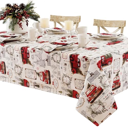 Newbridge 84x60 Inch Christmas Pine Hill Tree Farm Rectangular Fabric Tablecloth