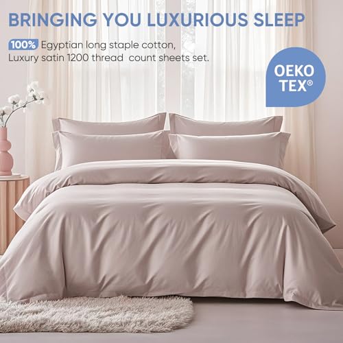 TWK 1200TC Egyptian Cotton Bed Sheets Set King Sand Luxury Hotel Style Deep Pockets