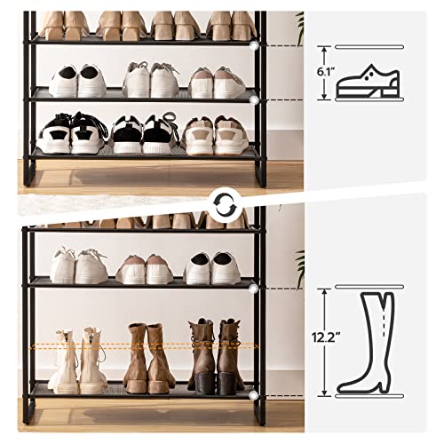 12-Tier Shoe Rack Organizer with Black Metal Frame - Rustic Brown, 29.5" Wide, Large Capacity for Entryway & Closet - Variation of THIS listing