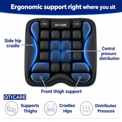 Inflatable Travel Seat Cushion with Built-in Pump for Airplanes, Car, Office Chair