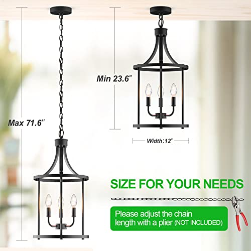 PARTPHONER 3-Light Farmhouse Black Pendant Light Fixture - Open Frame Kitchen & Dining Chandelier