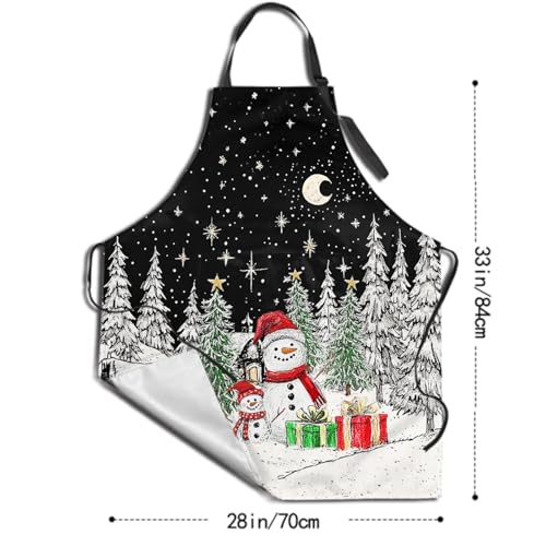 DZGlobal 33x28-Inch Funny Snowman Apron with Pockets for Cooking & Grilling