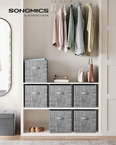 SONGMICS 13-Inch Gray Foldable Storage Cubes Set of 6 for Closet & Home Organization