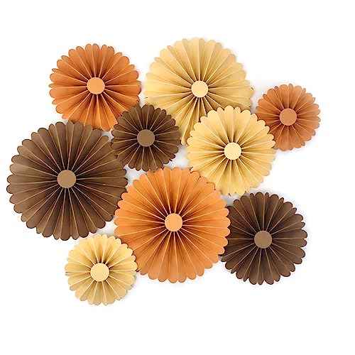 Paper Flower for Wedding Fan Photo Backdrop Bridal Shower Birthday Party Decorations Pack of 9 (Autumn Party)