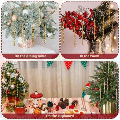 Sosation 12 Pcs Christmas Tree Ornaments Metal Gold Beaded with Hang Rope for Christmas Tree Decorations Party Wedding Indoor Christian Religious Home Decor, 5 Inches Long