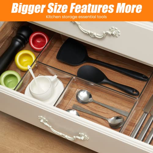 22 Pack Acrylic Drawer Organizer Bins Set - Non-Slip Storage Trays for Kitchen, Bathroom, Office & Cosmetics