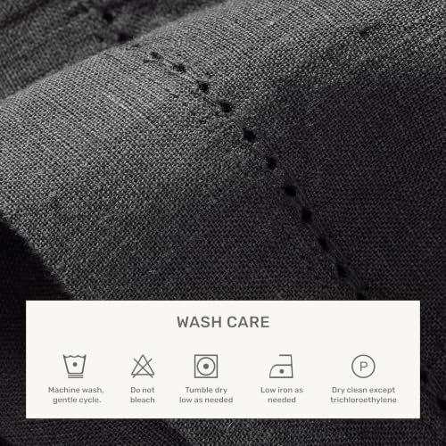 Solino Home Hemstitch 100% Linen Tablecloth 70x120 Black