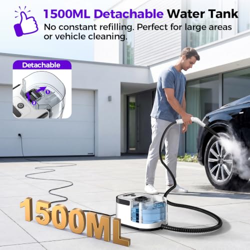 Portable Handheld Steam Cleaner - Bright White Multi-Surface Deep Cleaning Steamer