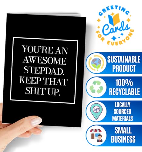 Stepdad Birthday Card - Funny Bonus Dad Note Card for Stepfather