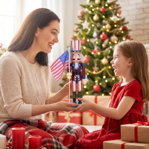 Valiclud Patriotic Nutcracker Figurine – Wooden Soldier Nutcracker with USA Flag