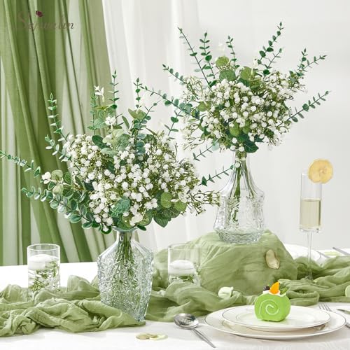 100PCS Mixed Eucalyptus Stems with Baby's Breath - DIY Home Decor Arrangement