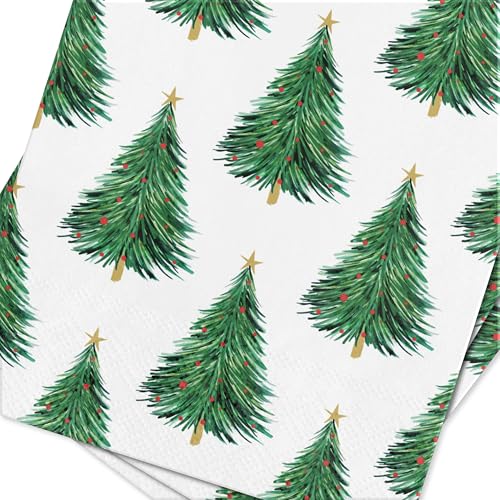 American Greetings Christmas Tree Guest Towels 50-Count, Disposable Paper Napkins