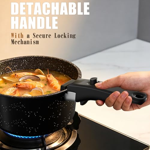 Umite Chef Black 21-Piece Non-Stick Ceramic Cookware Set with Detachable Handles