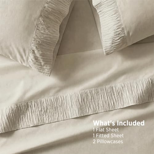 Linen Bed Sheets Set - King Size 4 Pieces, Soft, Breathable, Cooling, Deep Pockets - Variation 03
