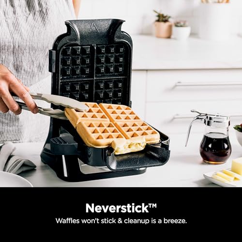 Belgian Waffle Maker with 5 Shade Settings, Vertical Design, Nonstick Interior