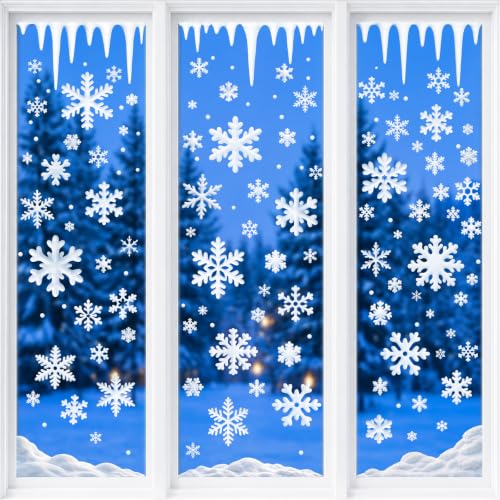 Gatherfun Snowflake Christmas Window Clings – Reusable 8 Sheets 13.78x9.84 inches