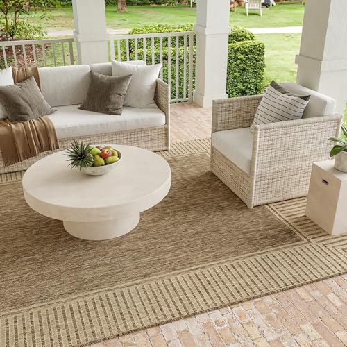 nuLOOM Asha 3'6" x 5' Light Brown Bordered Indoor/Outdoor Rug