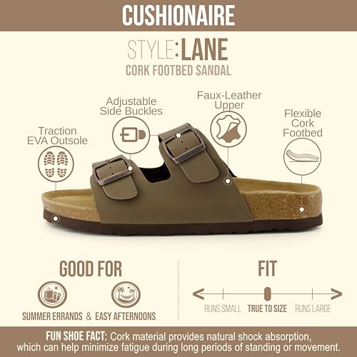 CUSHIONAIRE Lane Cork Slide Women's Sandals - Brown, Comfortable Flip Flops