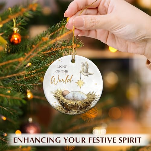 Nativity Christmas Ornament Set – Ceramic Nativity Scene for Christmas Tree, 2.87 inch