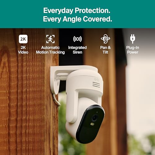 Arlo Essential Outdoor Pan Tilt Zoom Security Camera 2K 2-Cam with 30-Day Secure Plan Trial