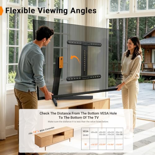 42-90 Inch Swivel TV Stand with Power Outlet & Height Adjustment