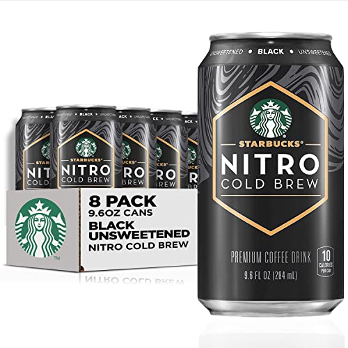 Black Unsweetened Starbucks Nitro Cold Brew Coffee - 9.6 fl oz Can Pack of 8