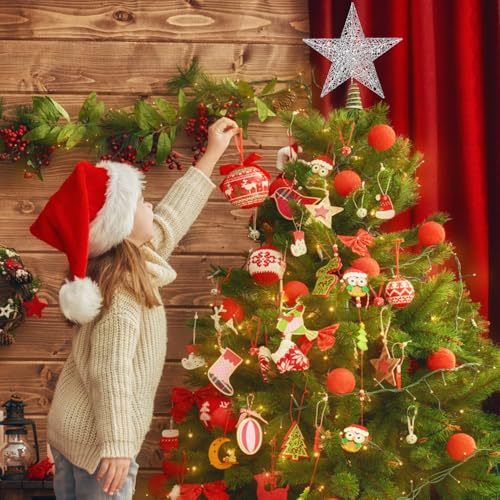 XIMISHOP Silver Glitter Christmas Tree Topper Star - 10 inch Holiday Decor
