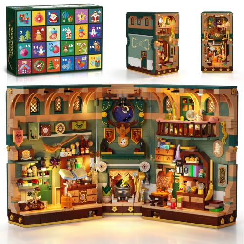 INSOON 2026 Christmas Advent Calendar Book Nook Building Set with Lights