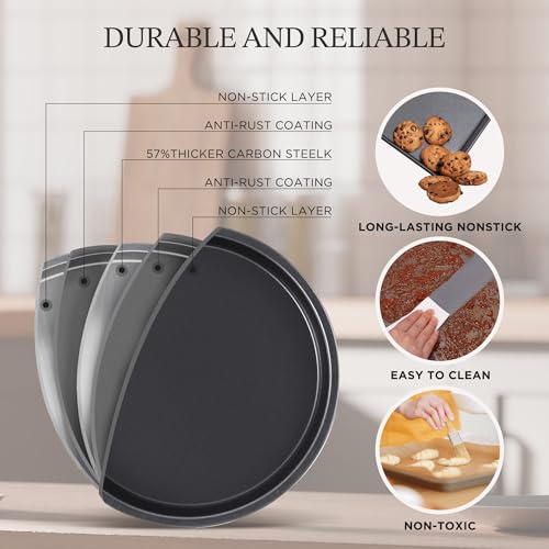 Compact 19-Piece Bakeware Set with Cake Pans Loaf Muffin & Cooling Rack - Gray
