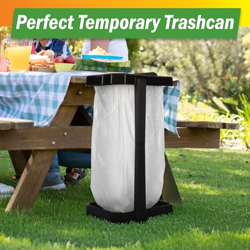 Wakeman Heavy Duty Black Trash Bag Portable Holder Stand with 7 Bags