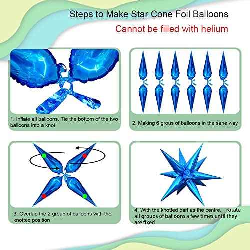 3pcs 26inch 3D Explosion Star foil balloon, christmas day red Foil Cone star burst Balloons for Birthday Wedding New Year Party Event