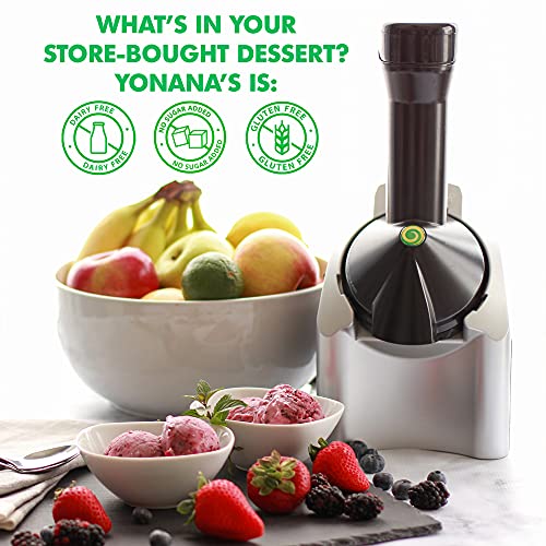Yonanas Classic Frozen Fruit Soft Serve Maker Silver 200W - Healthy Vegan Dairy-Free Dessert
