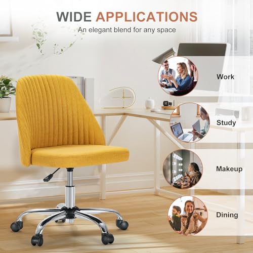 DUMOS Armless Office Desk Chair - Dark Yellow Vanity & Computer Chair