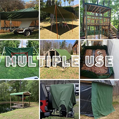 Heavy Duty Canvas Tarp 10x12 Feet - Waterproof Green Heavy-Duty Canvas Cover - Olive Green Variation