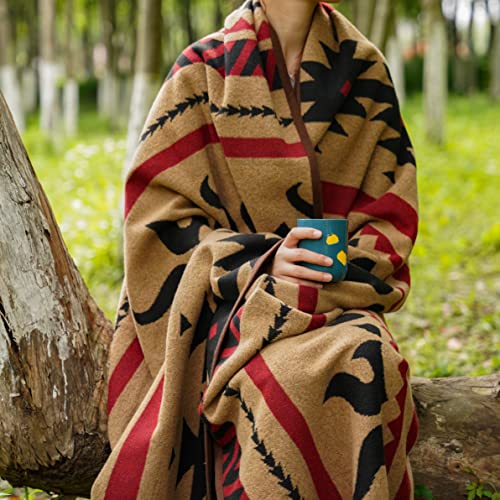 PuTian Merino Wool Camping Blanket 87x63 Kaki Flame Lightweight & Warm