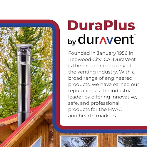 DuraVent DuraPlus 6-Inch Diameter Stainless Steel Chimney Pipe - 12-Inch Length, Triple-Wall Construction