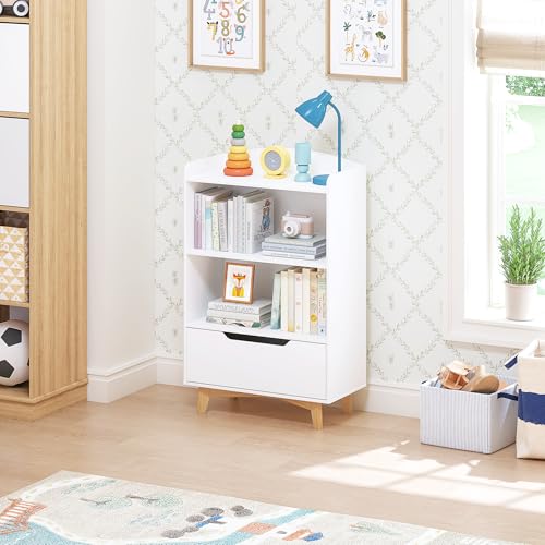 Kids Bookshelf with Drawer - Children's Toy & Book Organizer, Safe & Durable