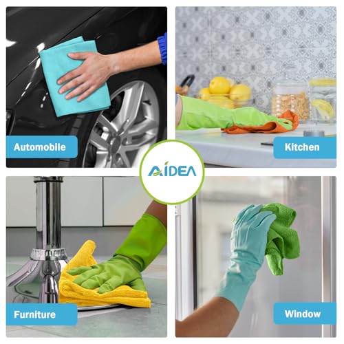 Microfiber Cleaning Cloths 300 Pack - Blue & Yellow, 12x12 Inches