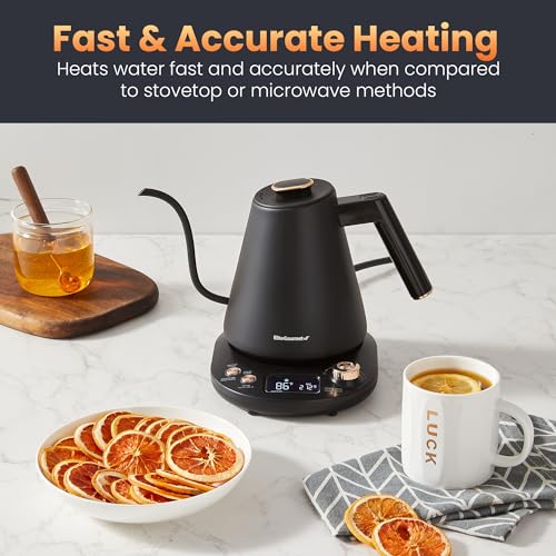 Copper Finish Elite Gourmet 1L Digital Gooseneck Electric Kettle - Cordless & Fast Heating