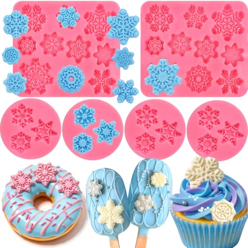 SIQINZONGWA 6 Pcs Snowflake Silicone Mold - 3D Snowflake Fondant Molds (Snowflake Variation)