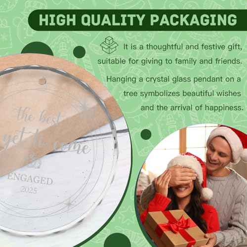 Engagement Ornament Gift for Couples, Just Engaged Gifts for Her, Christmas Glass Decoration